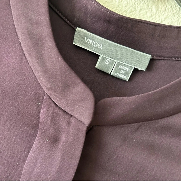 Vince 100% Silk Purple Zip Placket  Popover Top Tunic Lightweight Shirt Blouse S - Picture 4 of 14